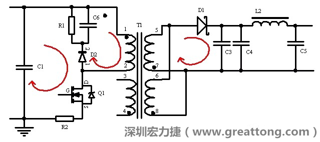 元件布局的時(shí)候，要優(yōu)先考慮高頻脈沖電流和大電流的環(huán)路面積，盡可能地減小,以抑制開關(guān)電源的輻射干擾