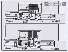 圖2：升壓電路的PCB設計示例。